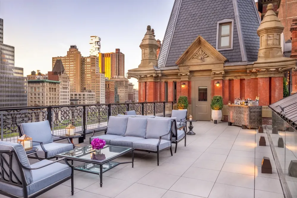 Terrace of the Beekman Turret Penthouse with Manhattan skyline